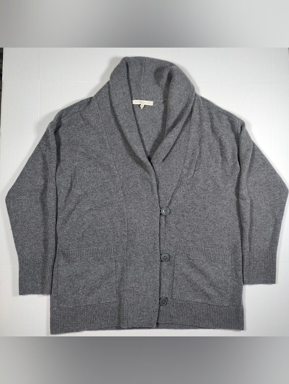 Naked Cashmere Gray 100% Cashmere Heavyweight Oversized Shawl Cardigan Size S